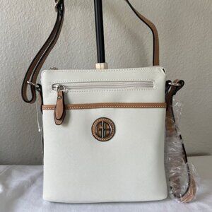 Giani Bernini Saffiano Crossbody, White/Silver